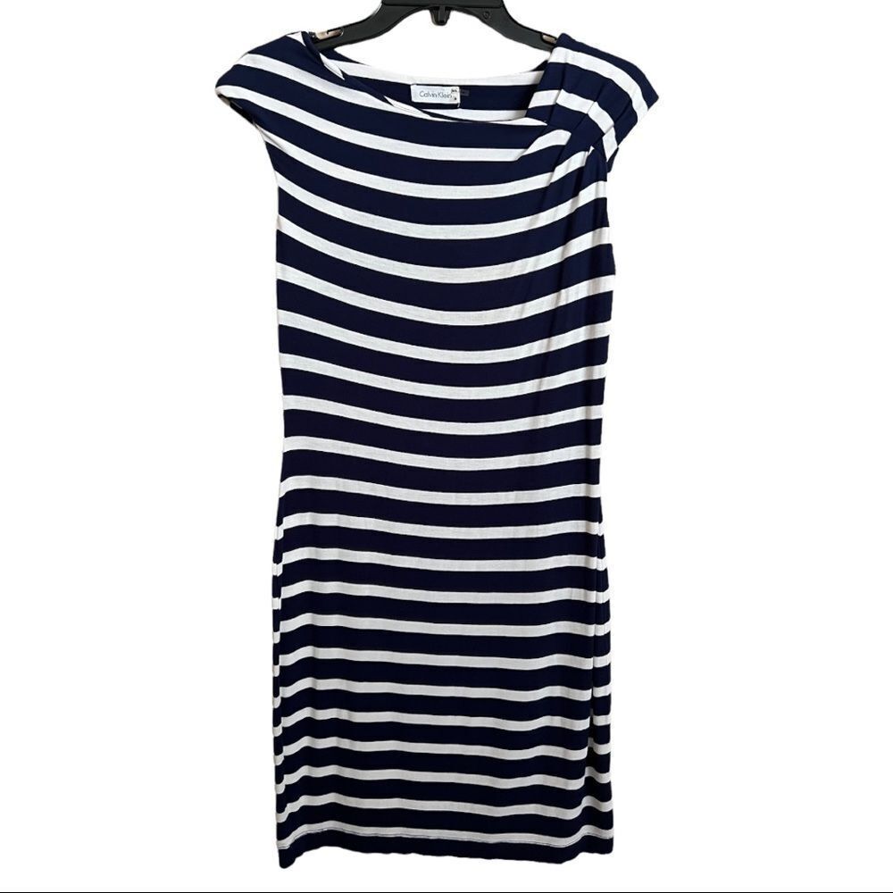 Calvin Klein Navy/White Cotton Stretch Dress Women’s size 4